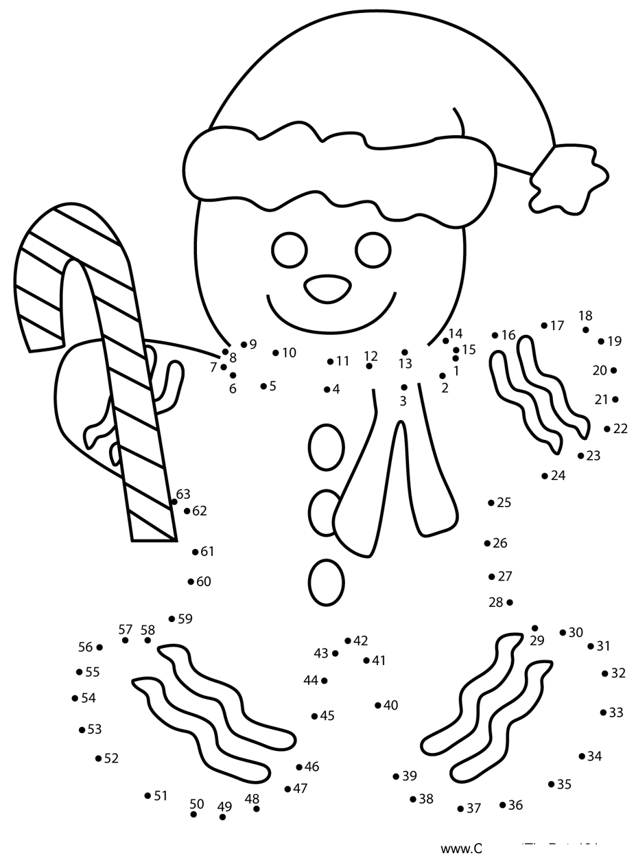 Gingerbread-Man dot to dot worksheets