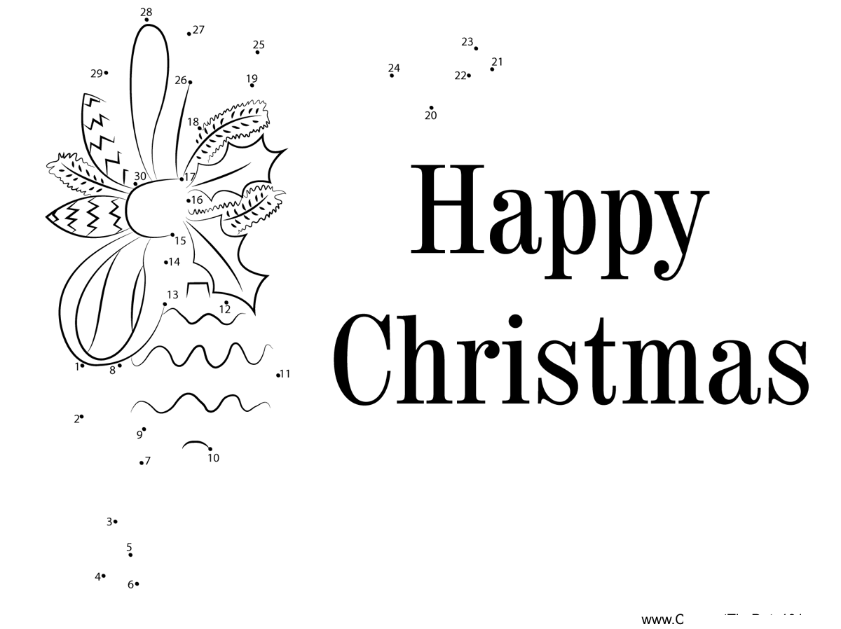 Happy-Christmas-Sign printable dot to dot worksheet