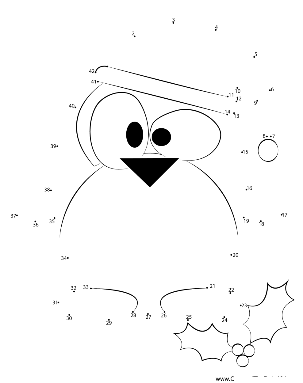 Happy-Holidays-Penguin dot to dot worksheets