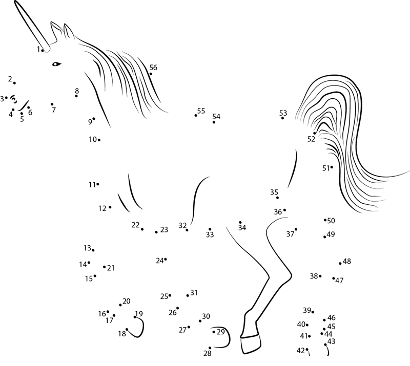 Unicorn At See dot to dot worksheets