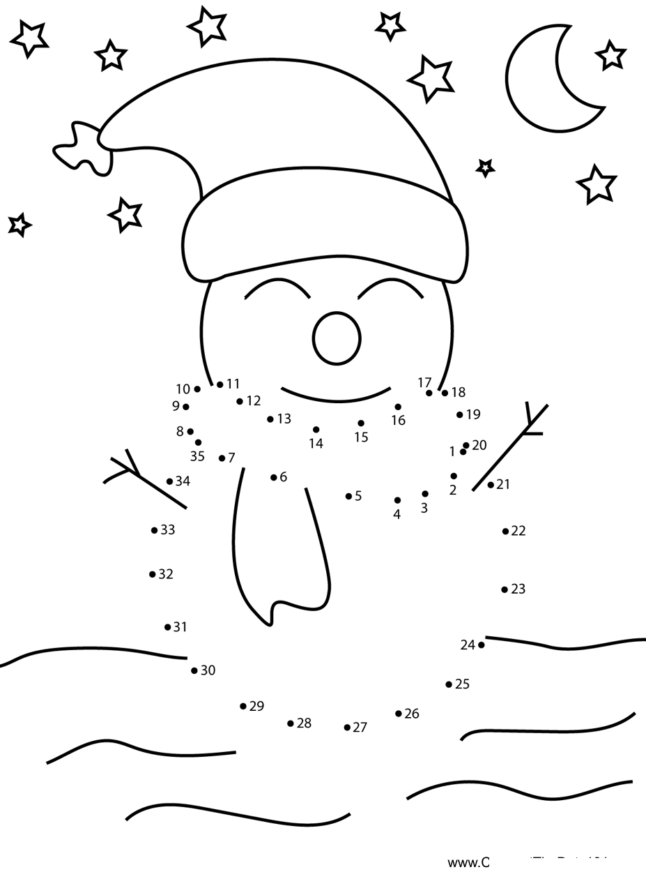 Happy-Snowman-1 dot to dot worksheets