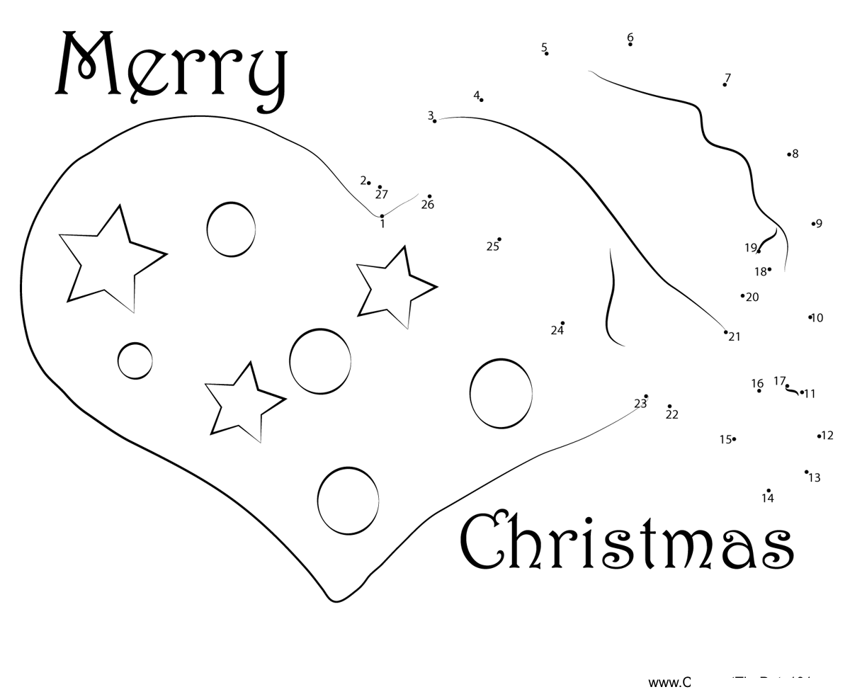 Heart-With-Christmas-Hat printable dot to dot worksheet