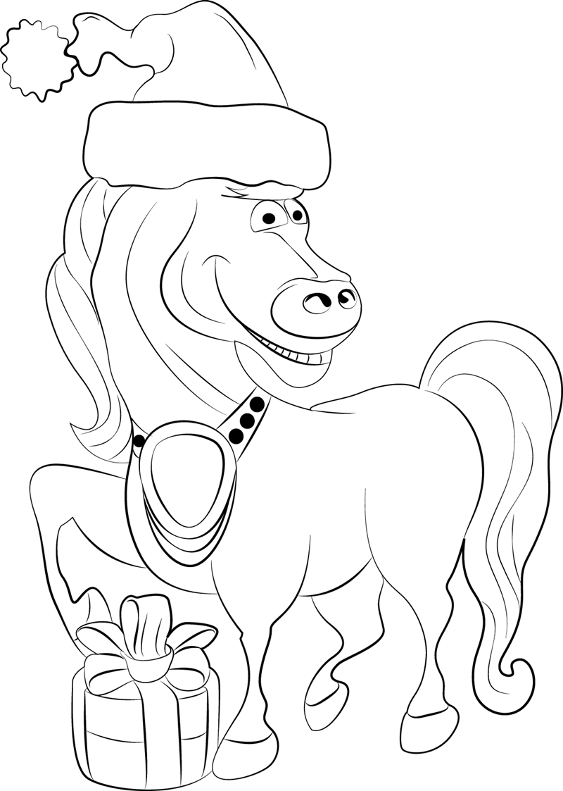 Horse Christmas printable dot to dot worksheet