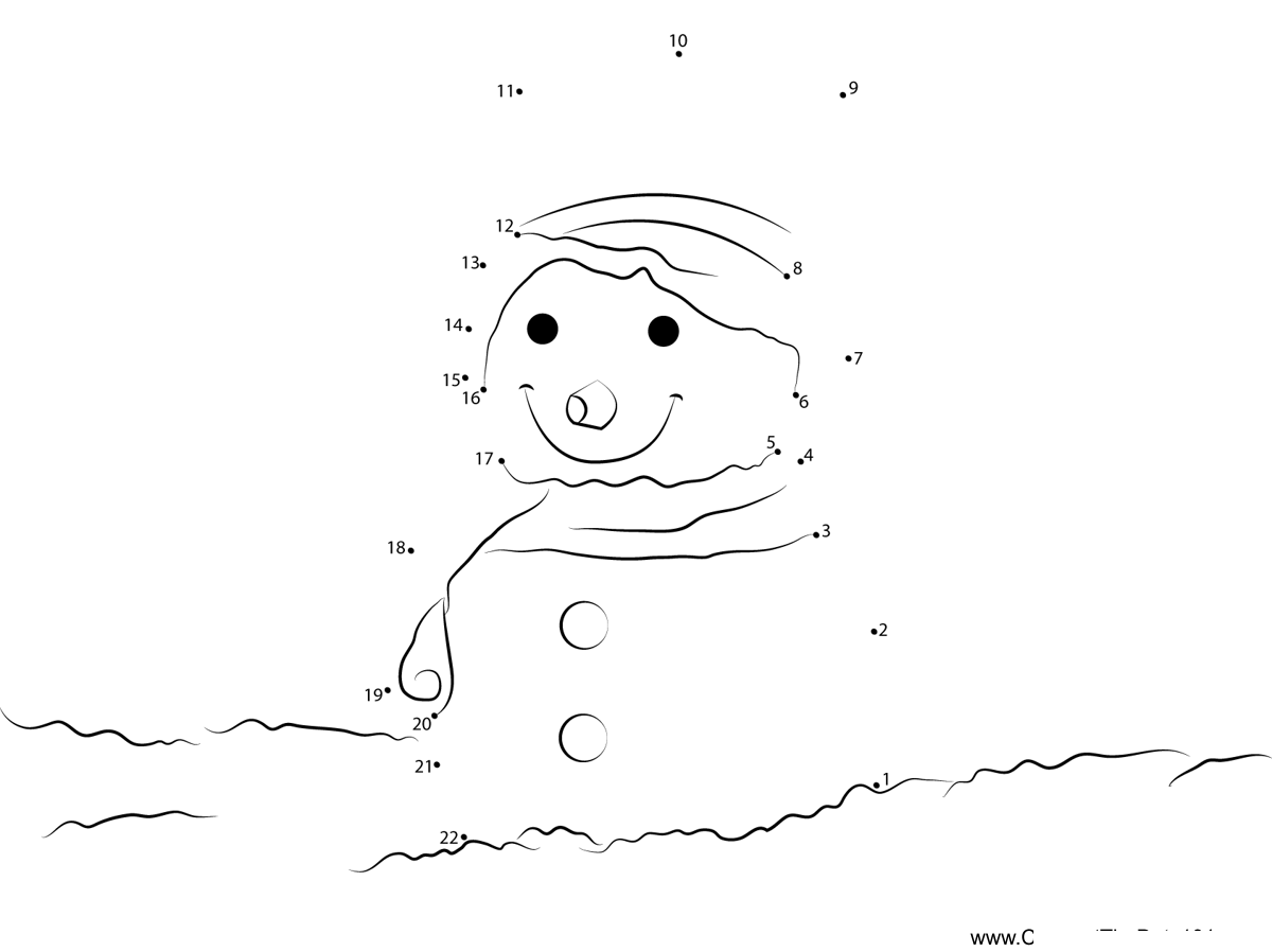 Ice-Snowman-Christmas printable dot to dot worksheet