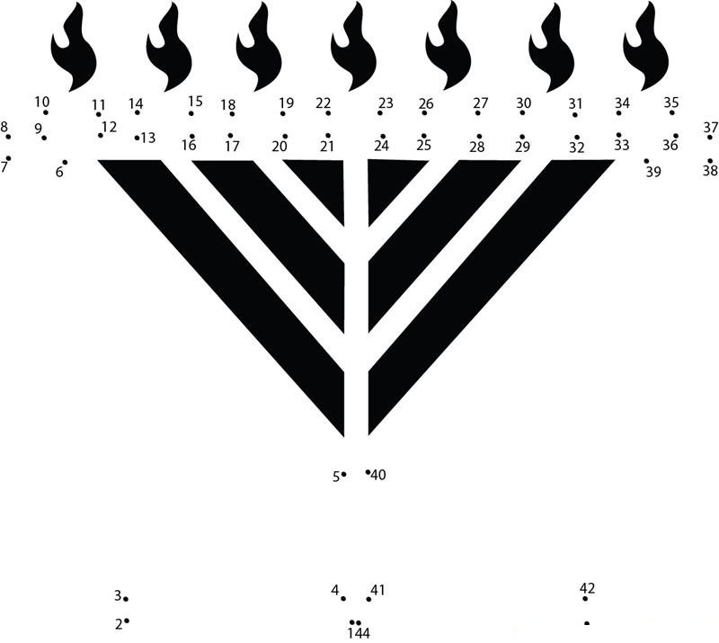 Menorah Christmas dot to dot worksheets