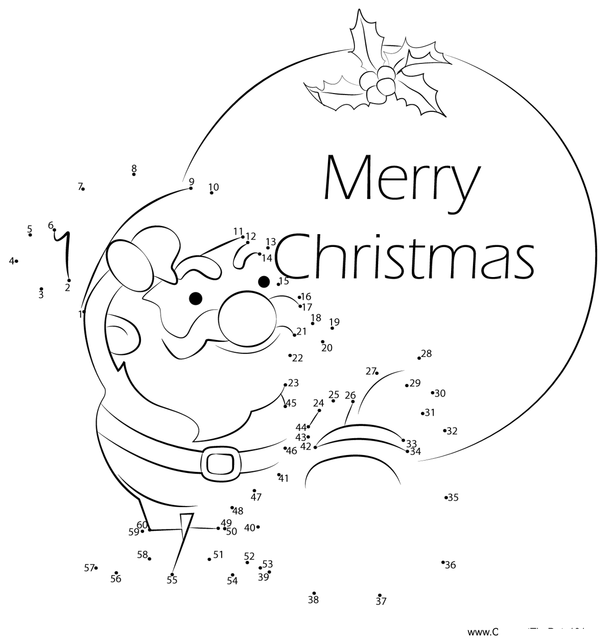 Merry-Christmas-Beautiful-Gift printable dot to dot worksheet