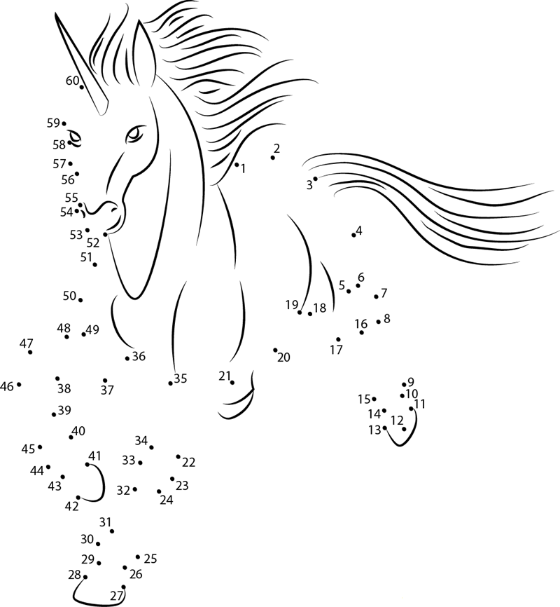 Unicorn By Dolphy dot to dot worksheets