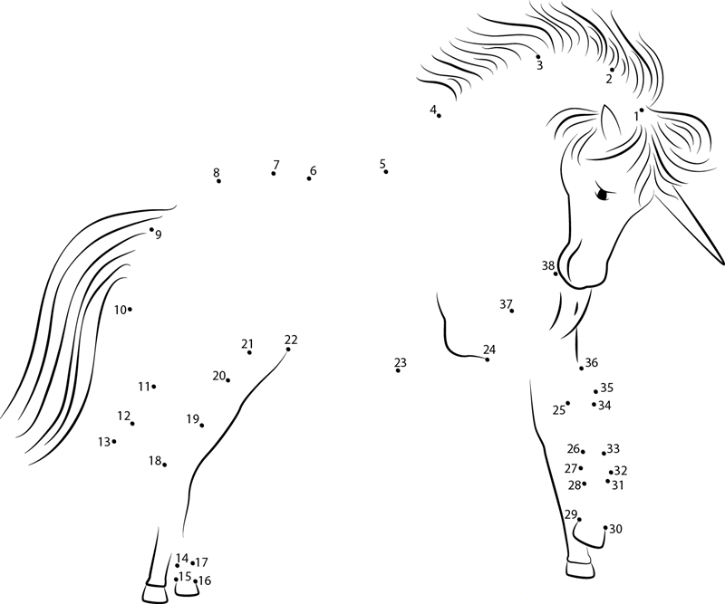 Unicorn Daon Look dot to dot worksheets