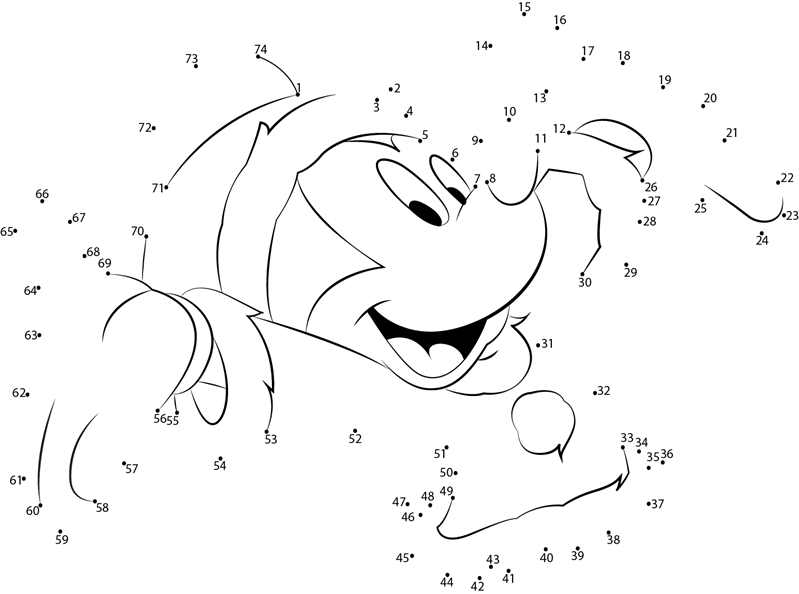 Mickey Mouse On Christmas dot to dot worksheets