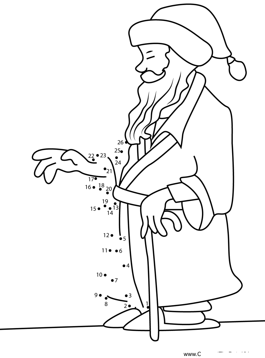 Old-Santa-1 printable dot to dot worksheet