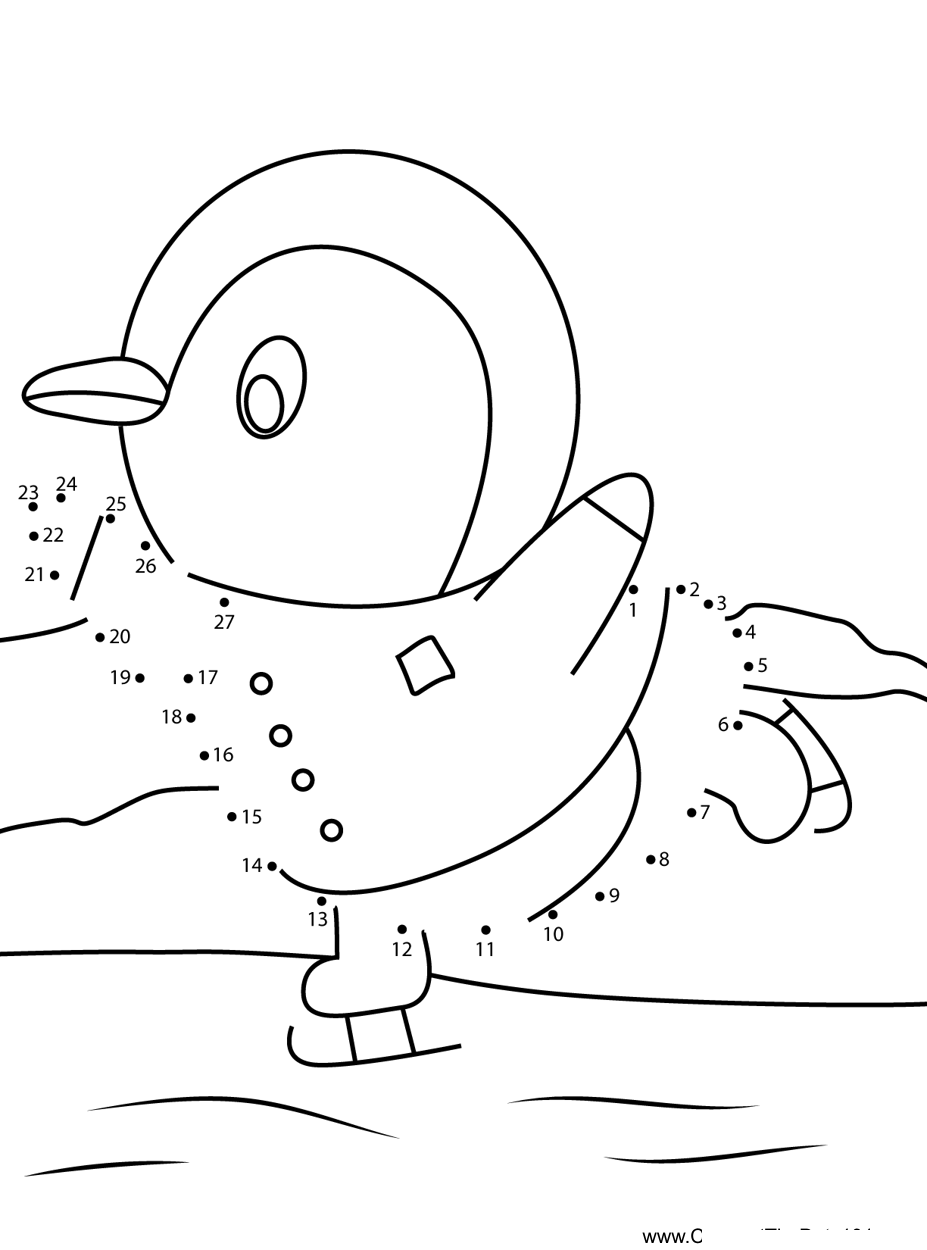 Penguin-Skating dot to dot worksheets