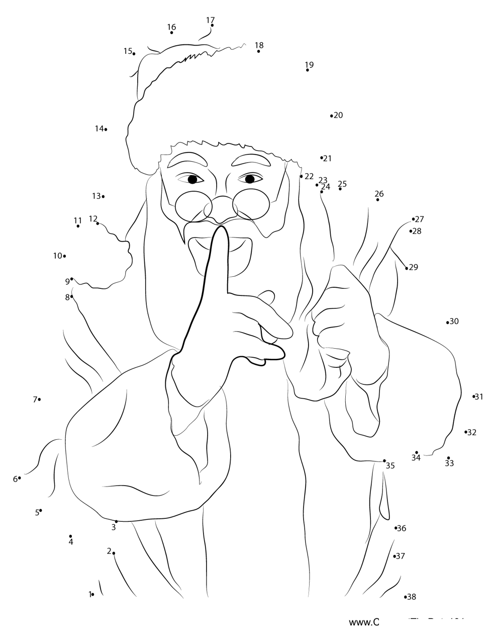 Santa-Claus-Shh dot to dot worksheets