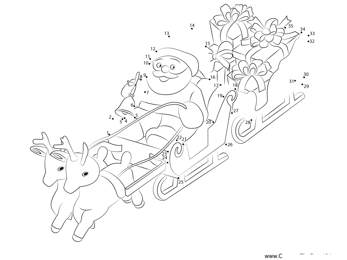 Santa-Doing-Downhill printable dot to dot worksheet