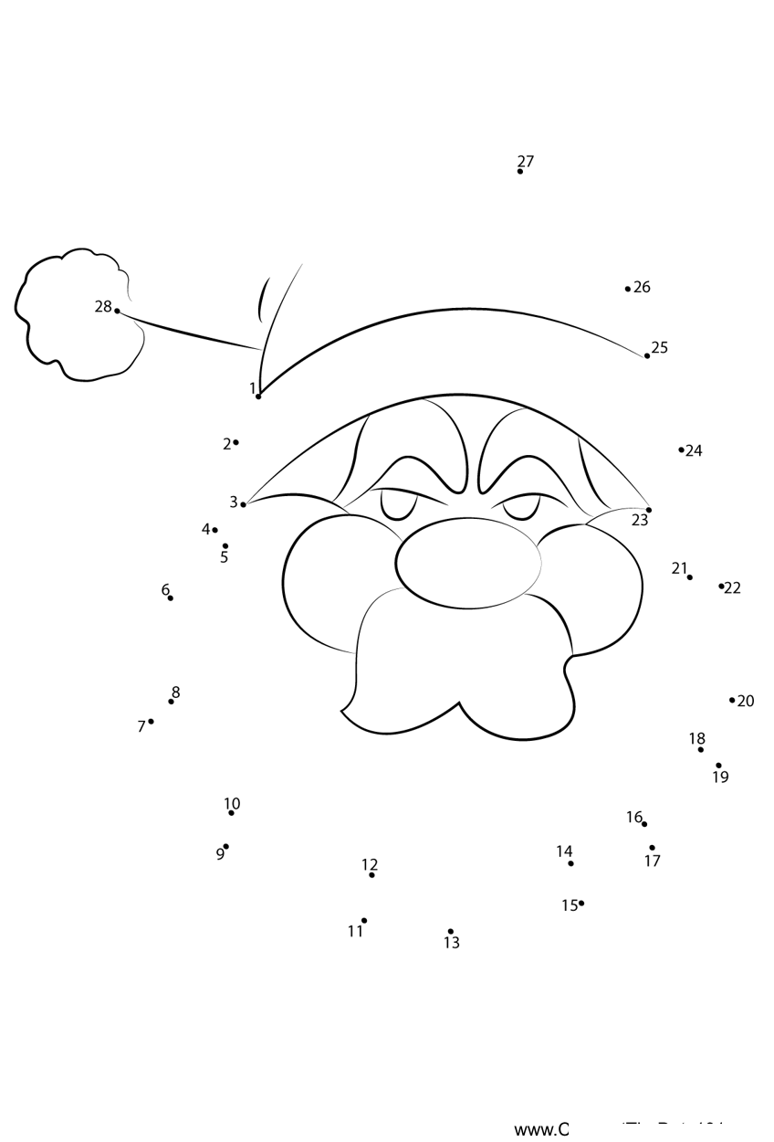 Santa-Face-Closeup printable dot to dot worksheet