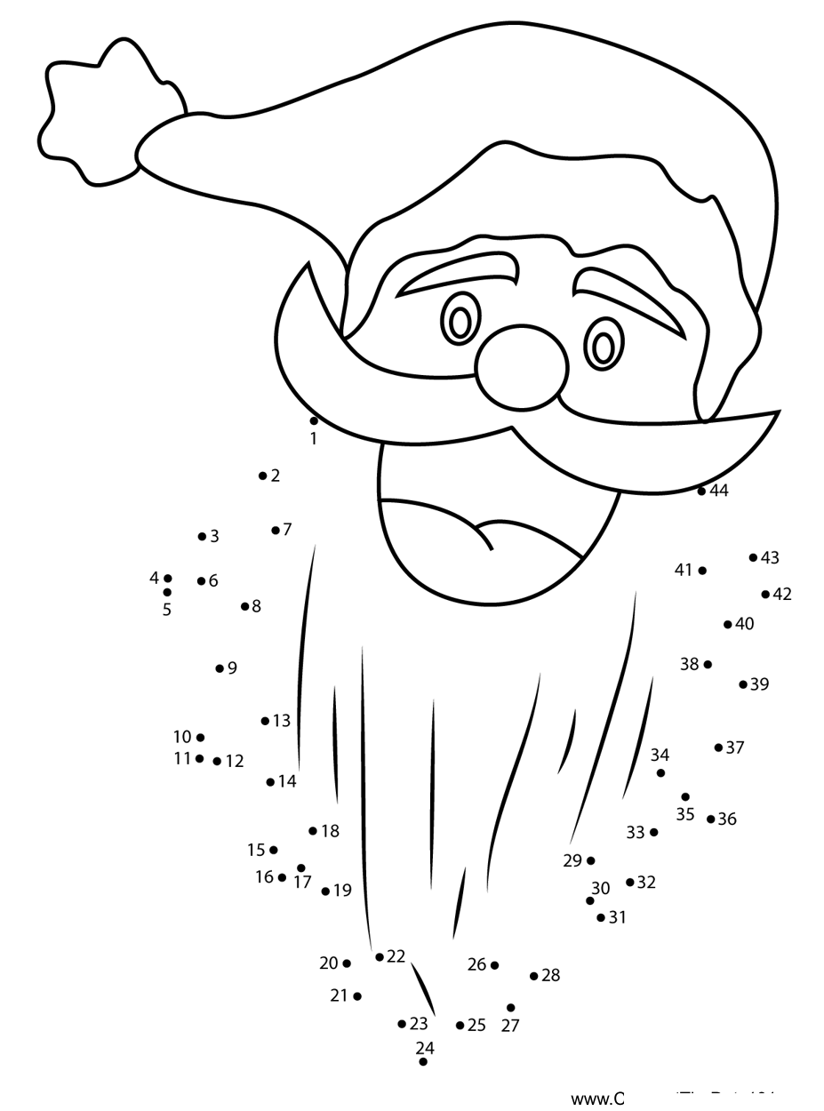 Santa-Face printable dot to dot worksheet