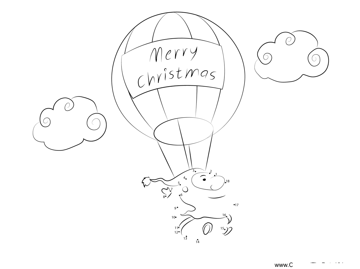 Santa-Faced-Balloon printable dot to dot worksheet