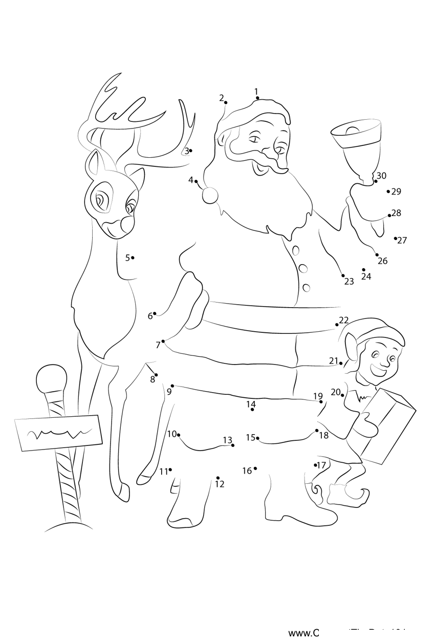 Santa-Family printable dot to dot worksheet