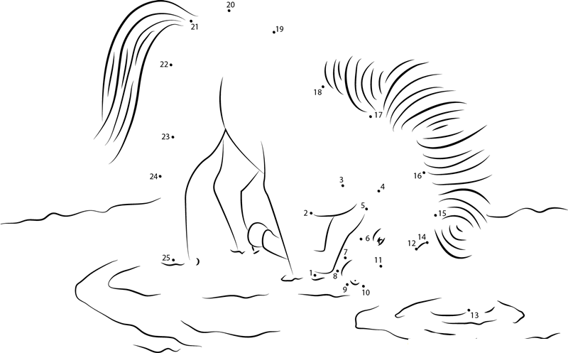 Unicorn In Drinking Water dot to dot worksheets