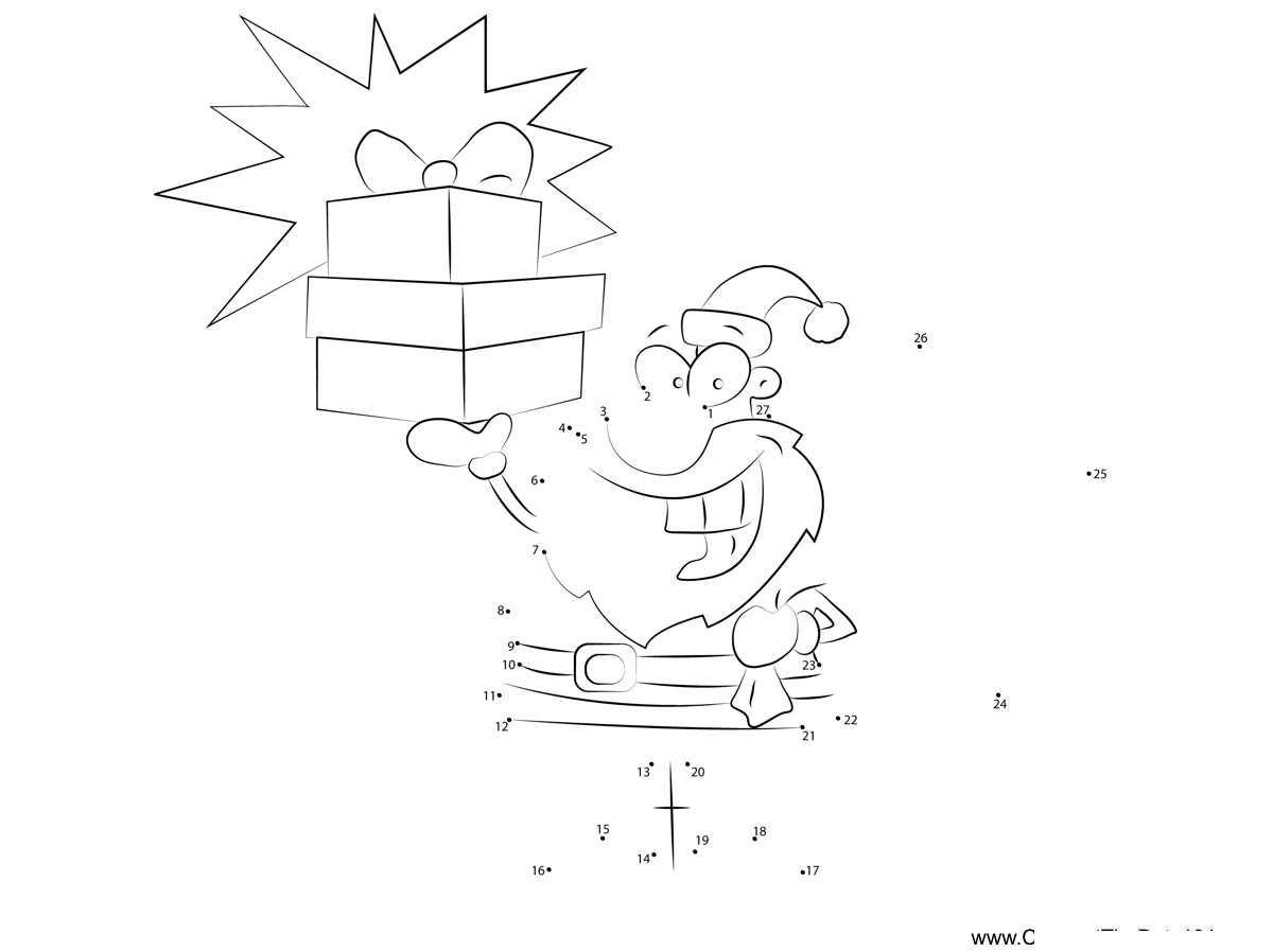 Santa-Holding-Gifts dot to dot worksheets