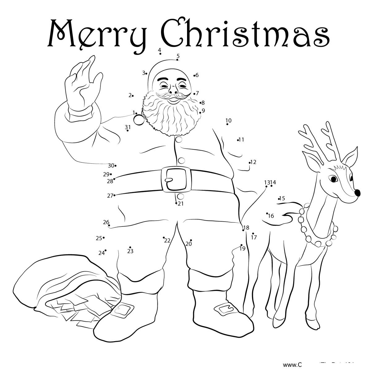 Santa-Merry-Christmas dot to dot worksheets