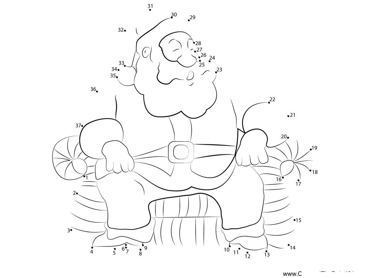 Santa-On-Couch printable dot to dot worksheet