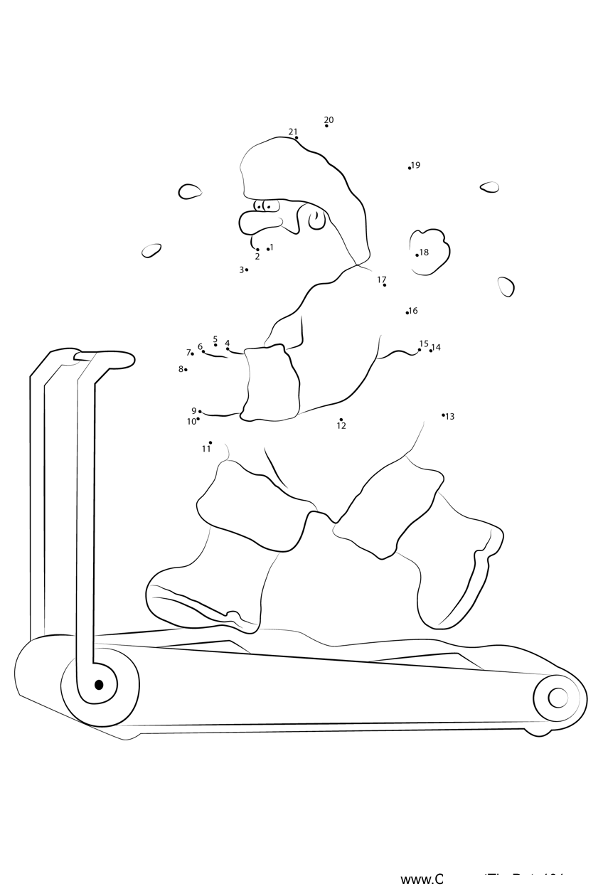 Santa-On-Treadmill printable dot to dot worksheet