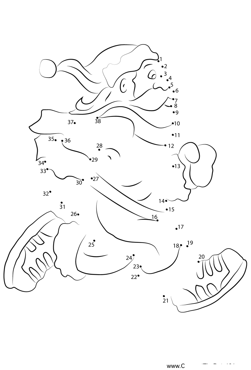 Santa-Runner printable dot to dot worksheet