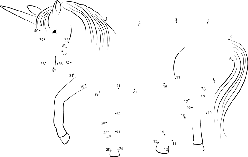 Unicorn Look dot to dot worksheets