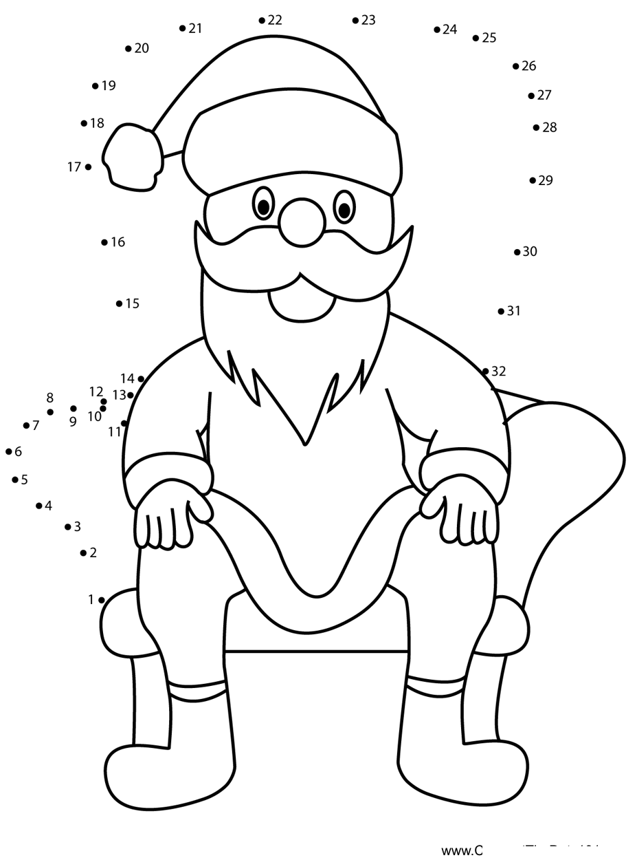 Santa-Sitting-On-Chair dot to dot worksheets