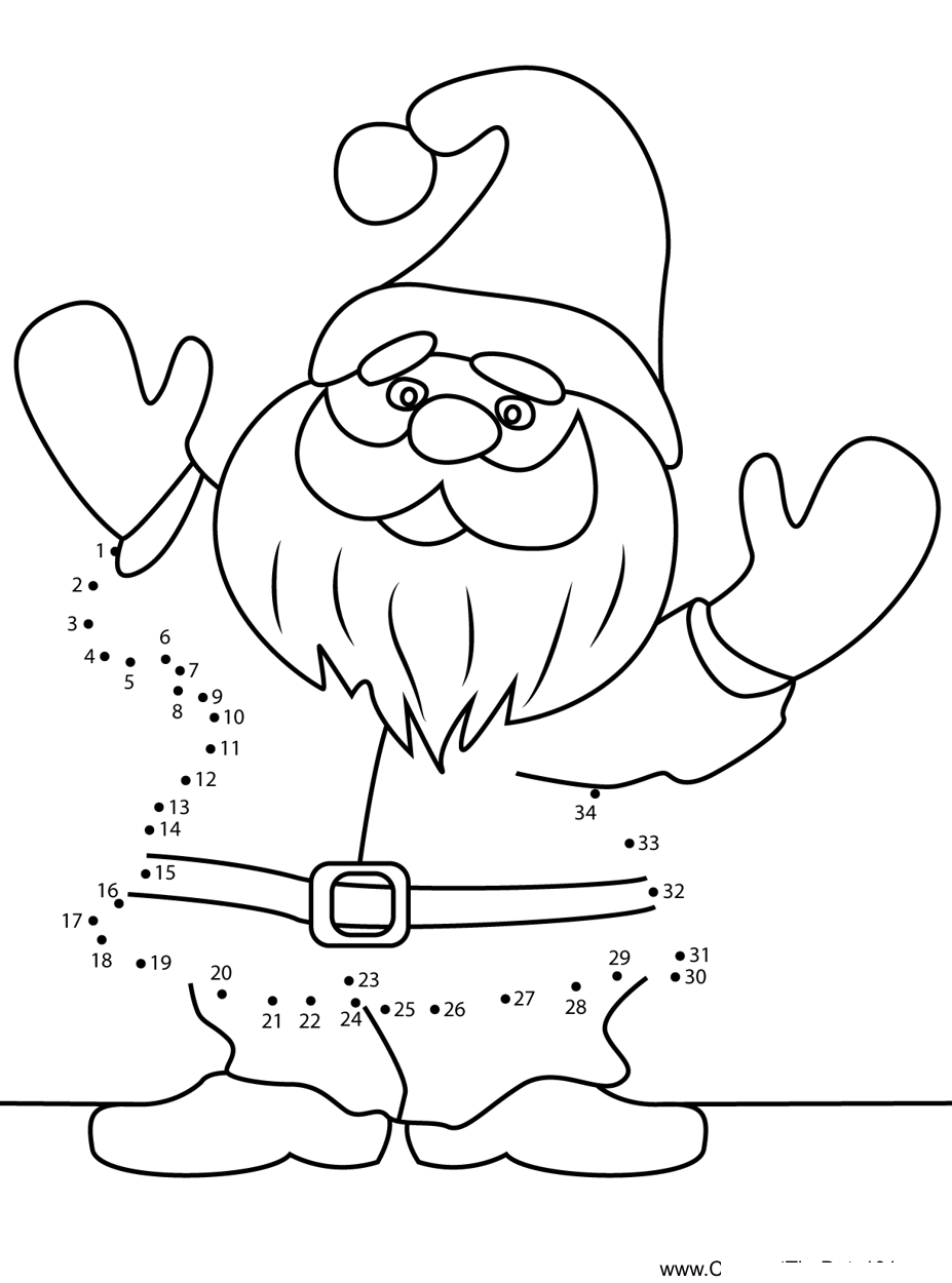 Santa-Waving-Hand printable dot to dot worksheet