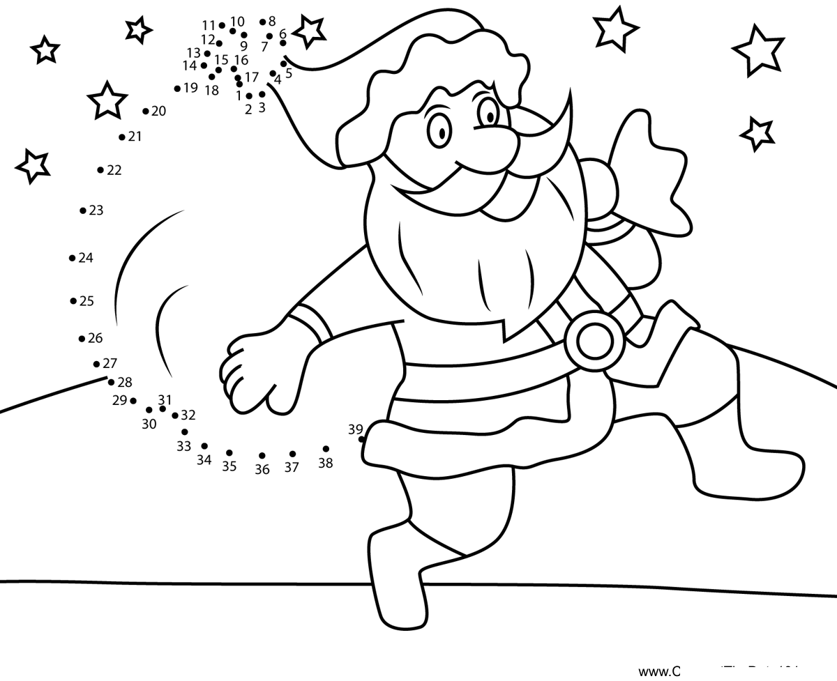 Santa-With-Bag dot to dot worksheets