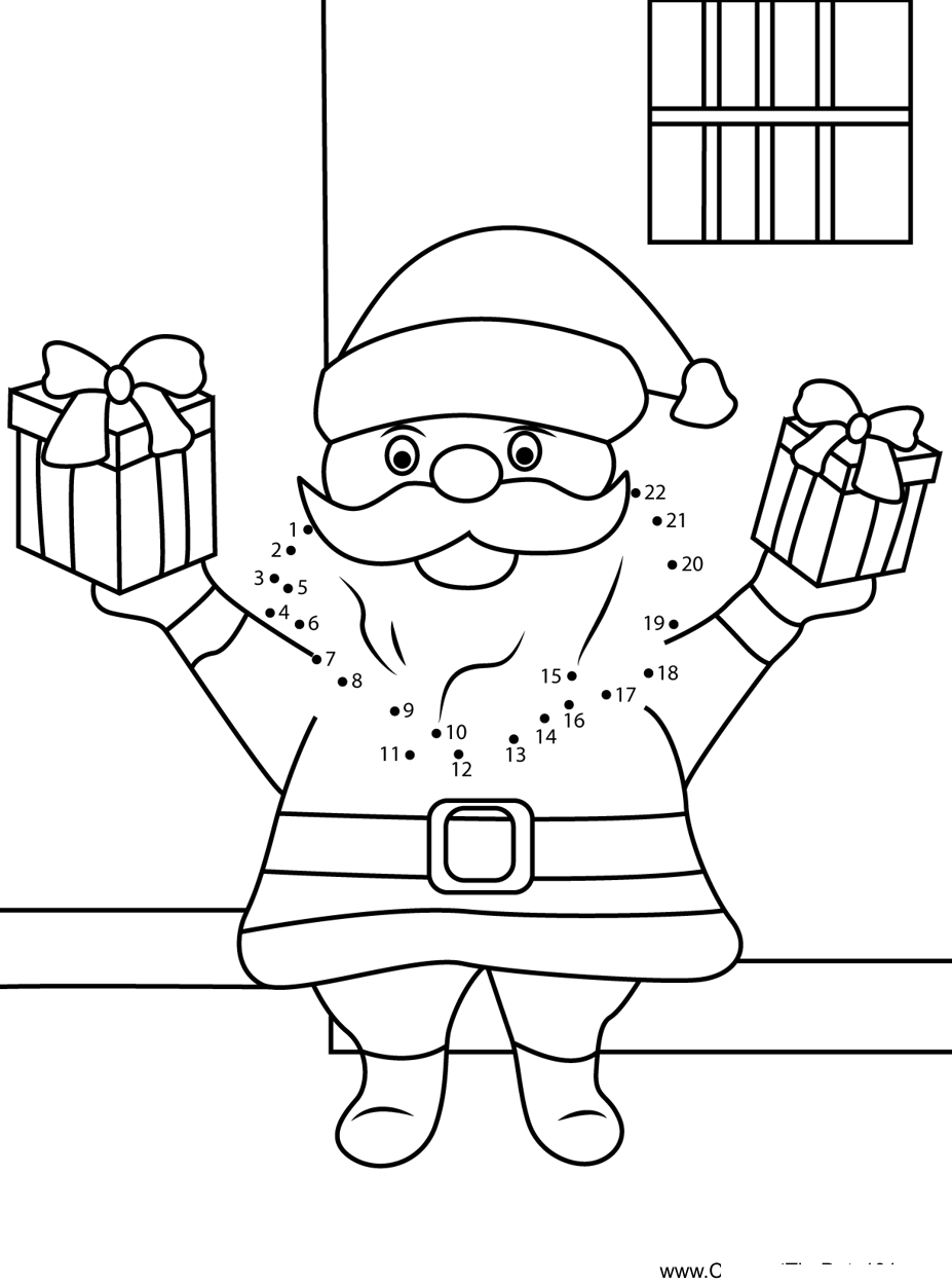 Santa-With-Gifts-1 dot to dot worksheets