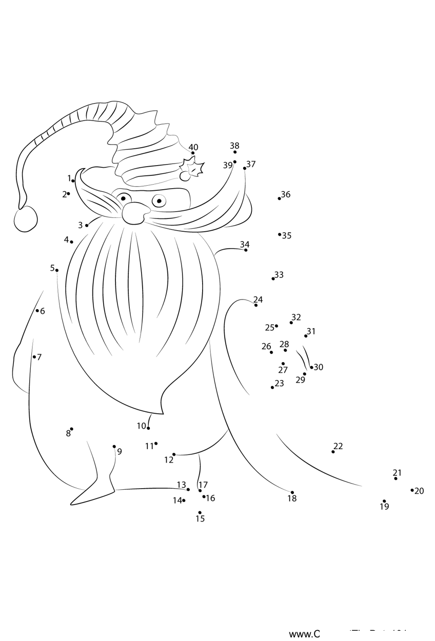 Santa-With-Long-Beard dot to dot worksheets