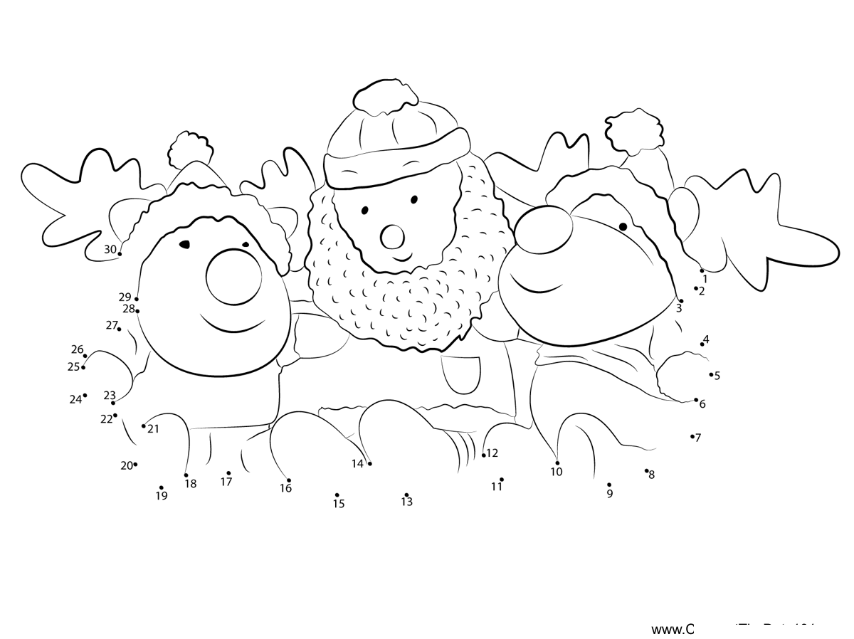 Santa-With-Snowman printable dot to dot worksheet