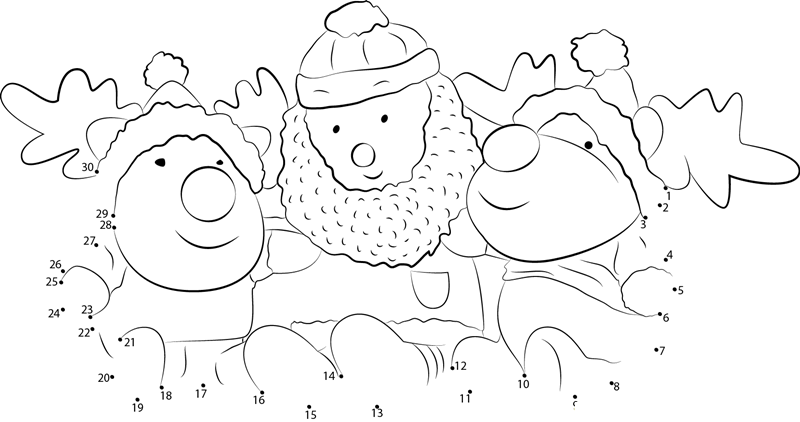 Santa And Animal printable dot to dot worksheet