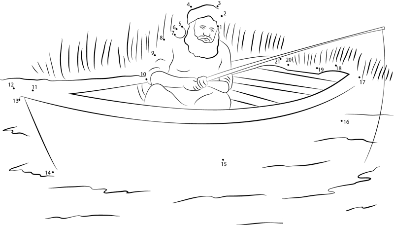 Santa Boating dot to dot worksheets