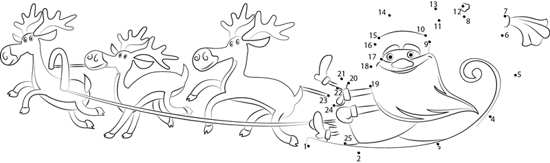 Santa Claus And Elk Vector Santa Reindeer printable dot to dot worksheet