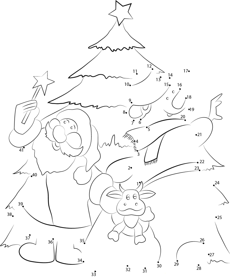 Santa Claus And Xman So Happy dot to dot worksheets