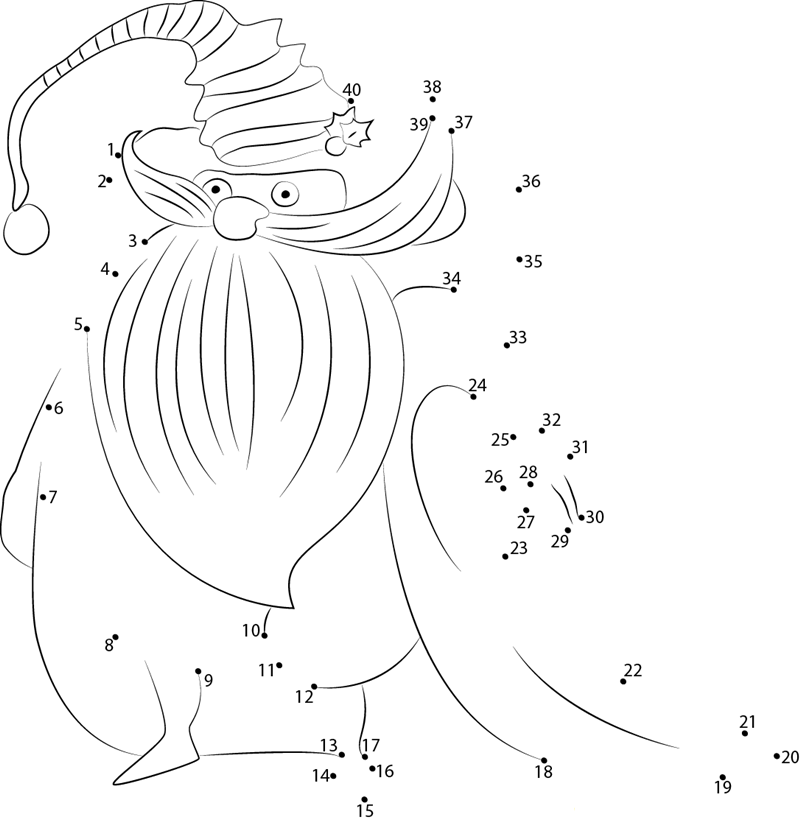 Santa Claus By Anpan Man dot to dot worksheets