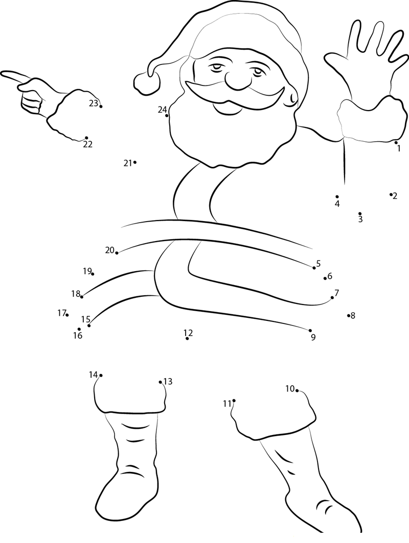 Santa Claus Happy dot to dot worksheets