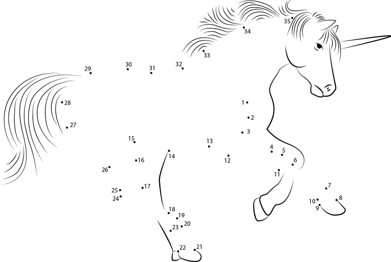 Unicorn Play dot to dot worksheets