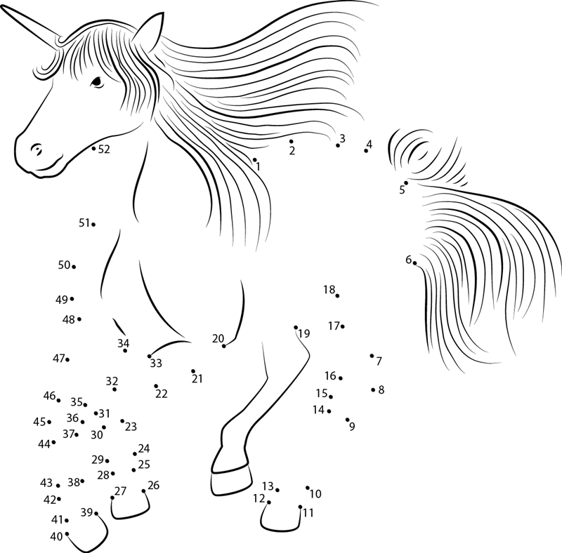 Unicorn Running dot to dot worksheets