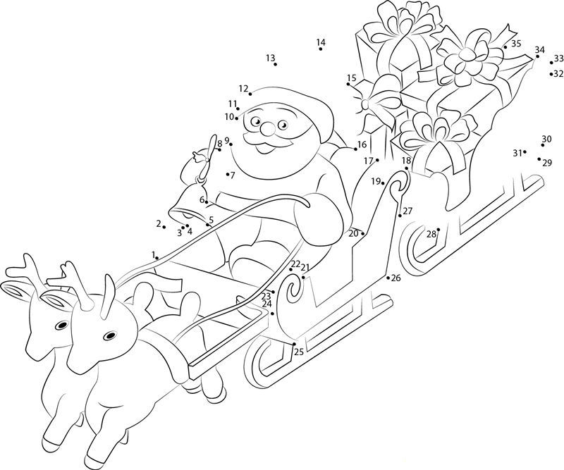 Santa Going To Tha Children printable dot to dot worksheet