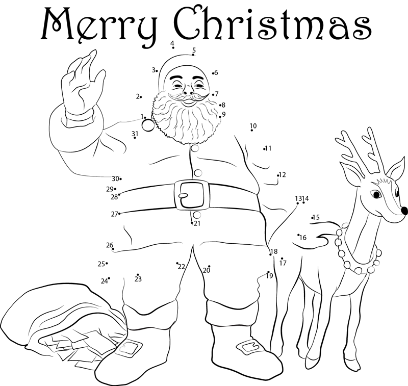 Santa Merry Christmas dot to dot worksheets