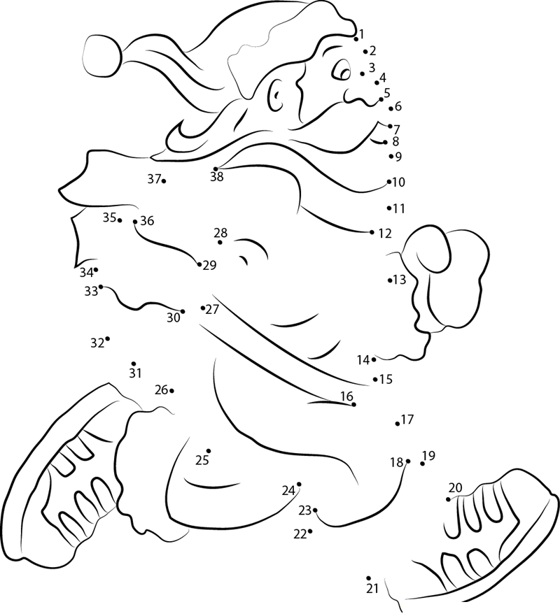 Santa Runner printable dot to dot worksheet