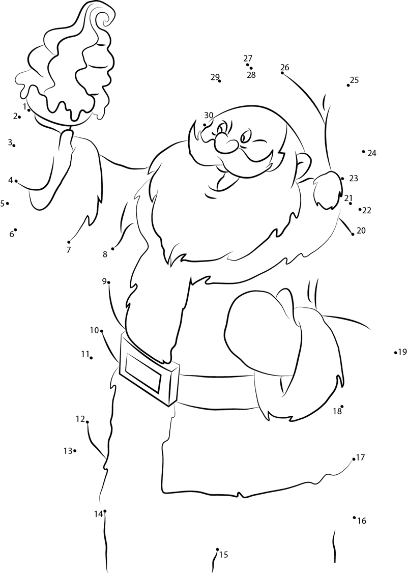 Santa See Ice Cream printable dot to dot worksheet