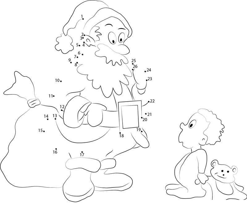 Santa Talk To Baby dot to dot worksheets