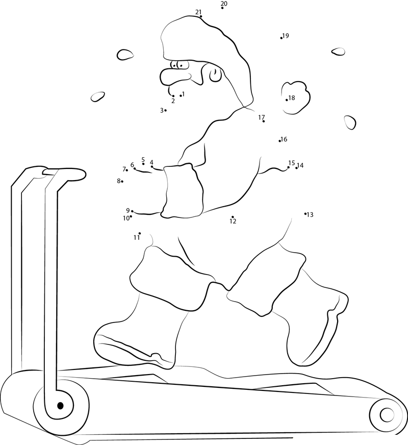 Santa Treadmill printable dot to dot worksheet