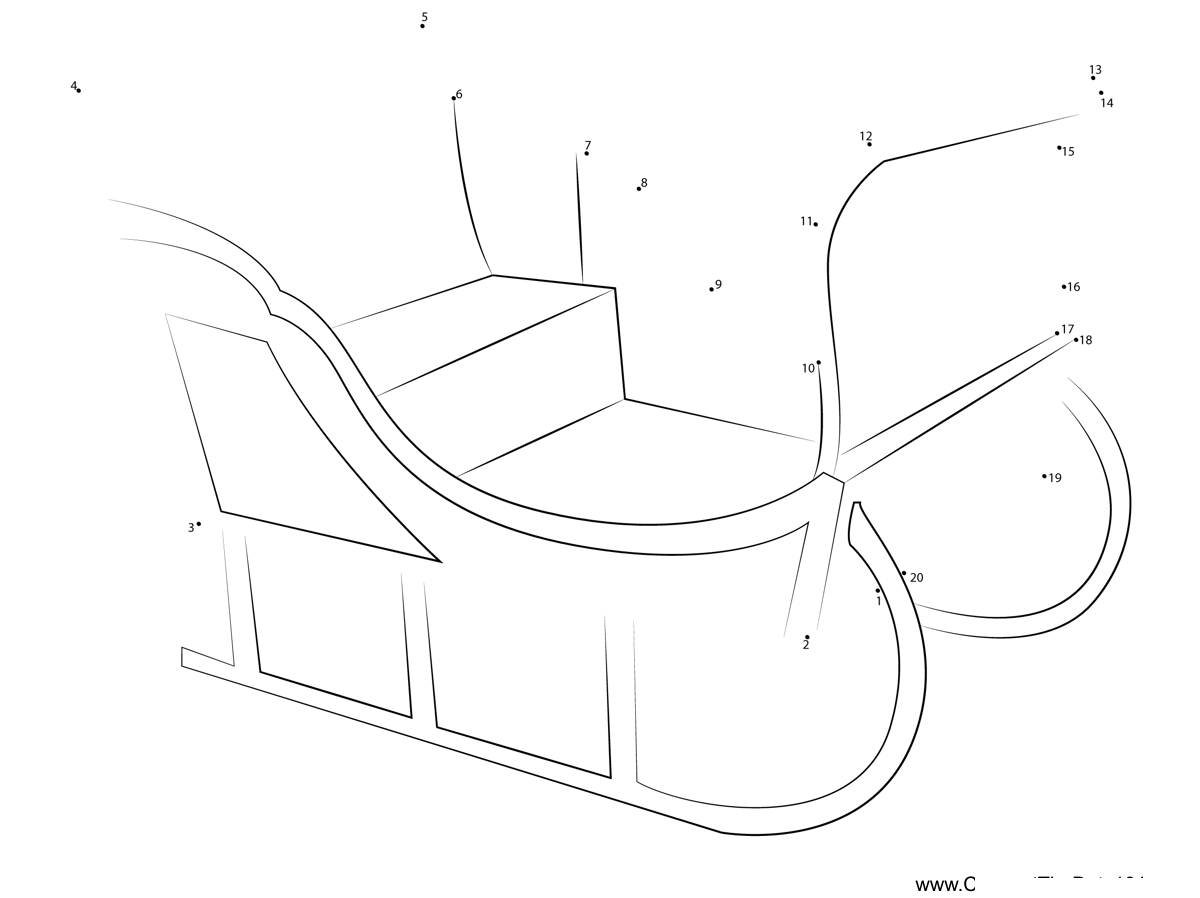 Santas-Old-Sleigh printable dot to dot worksheet