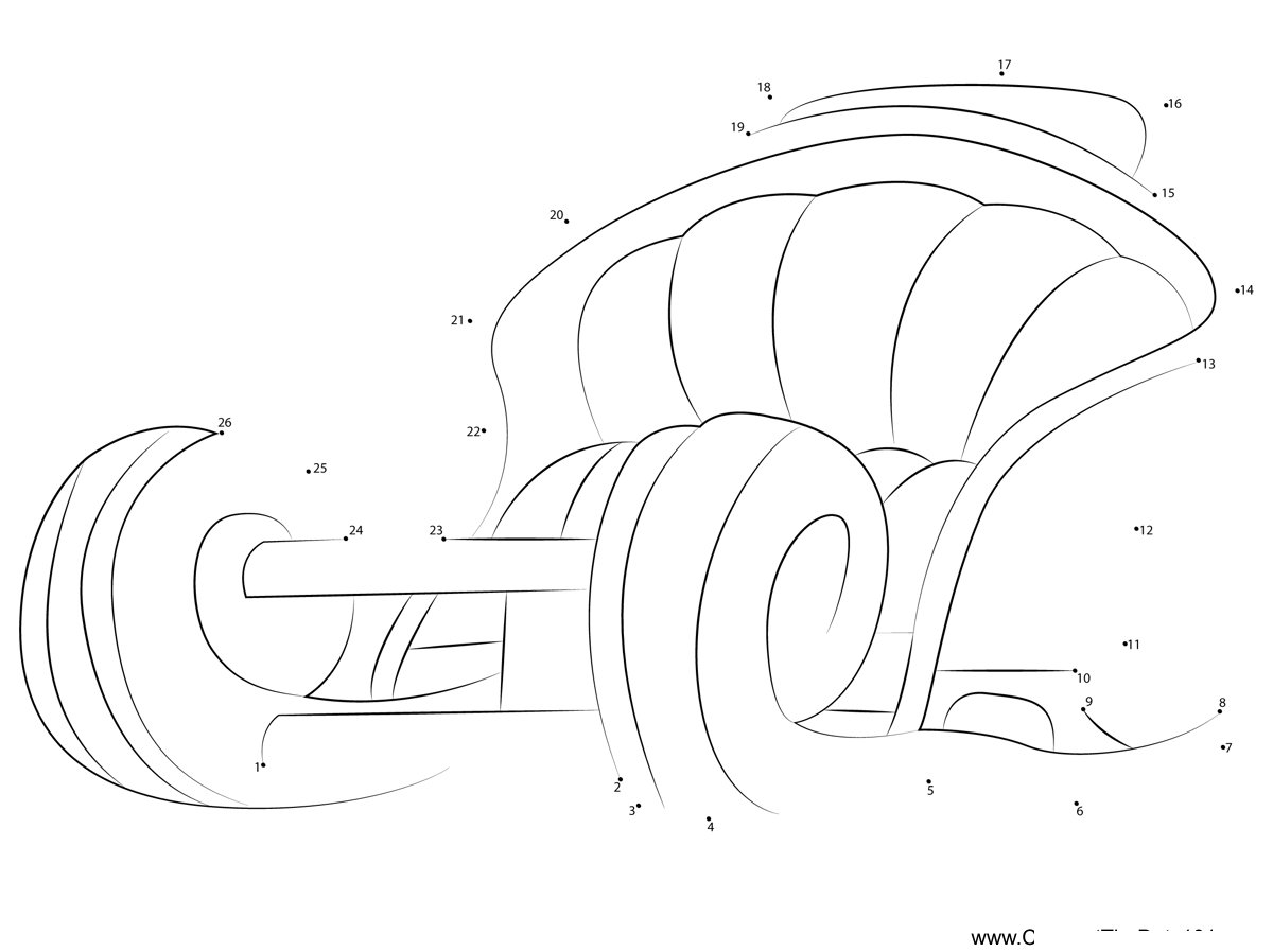 Santas-Sleigh printable dot to dot worksheet